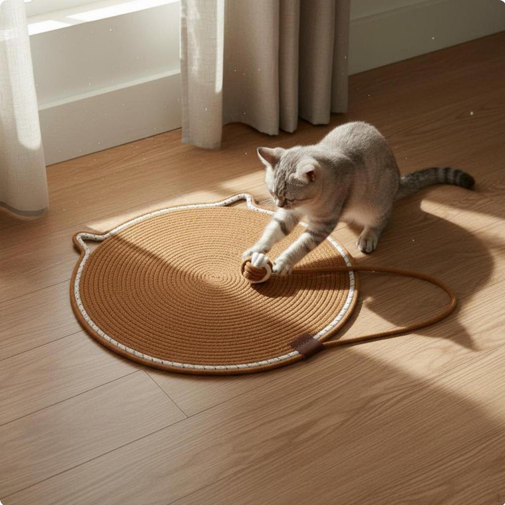 Крулый коврик-когтеточка для кошек LowShed для домашних кошек, котят Розовый 35 см