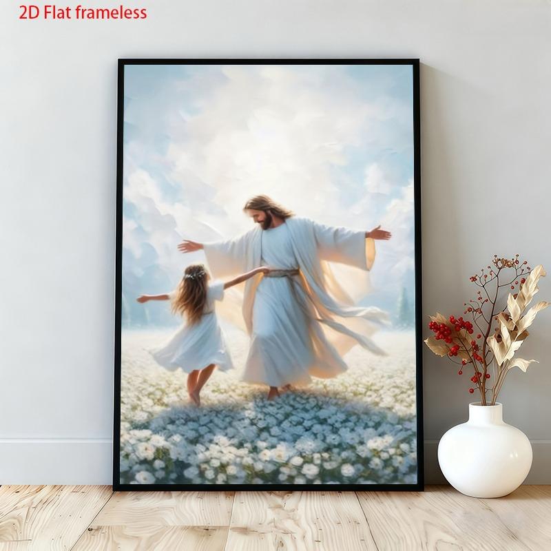 1pc Dancing Angel Frameless Canvas Wall Art - Inspirational Christian Print, Sacred Ring Spirit Decor, Suitable for Home, Church, Prayer Room