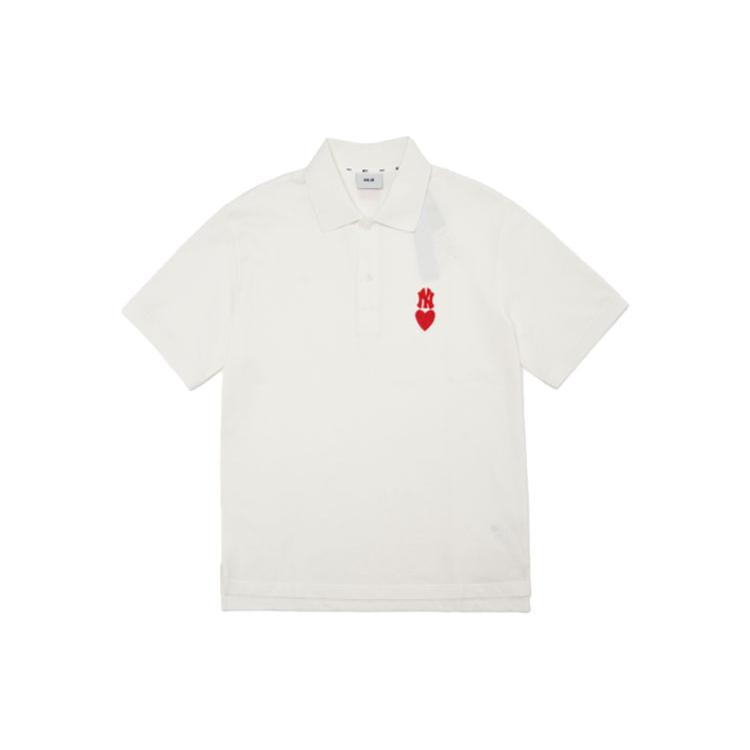 MLB Base Logo Polo Shirt Men's Ivory White 3LPQH1023-50IVS
