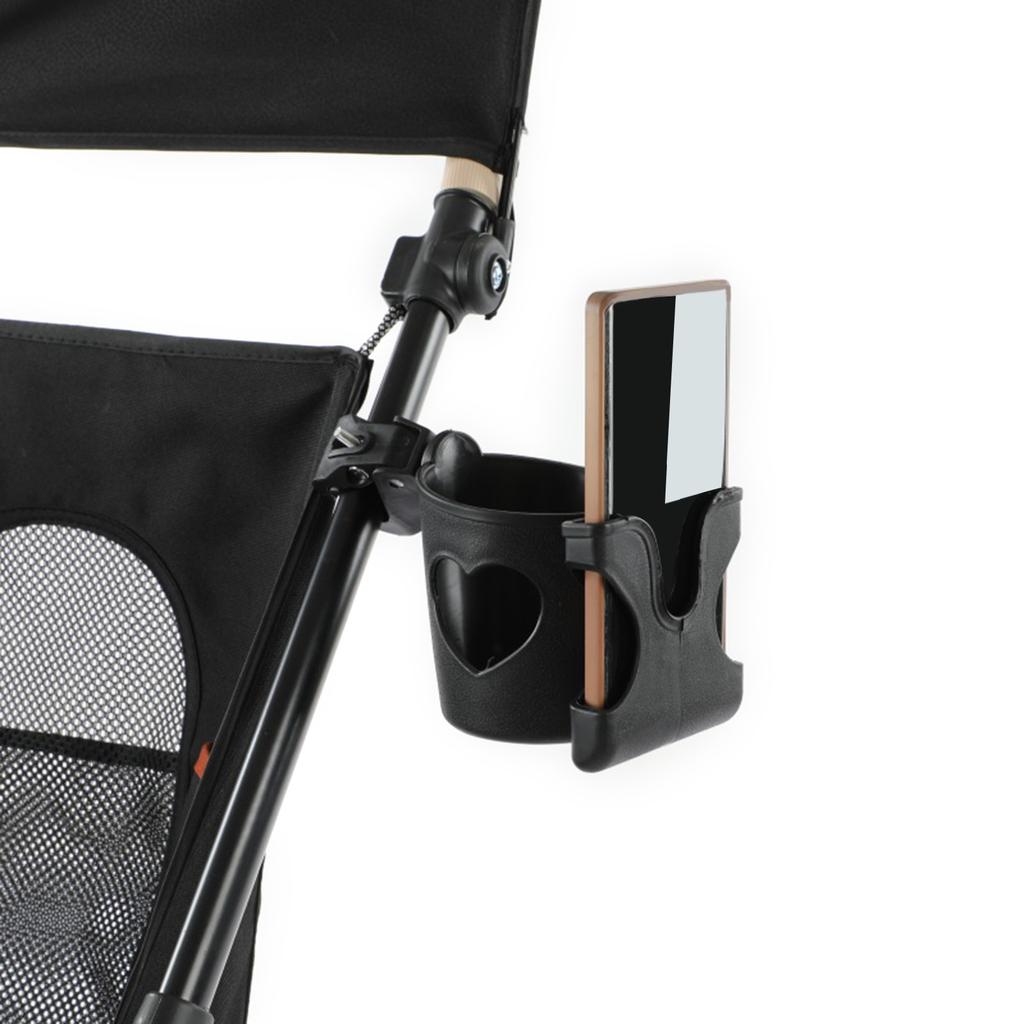 Upgrades Stroller Cup Holder With Phone Slot Adjustable Pushchair Beverage & Smartphone Organize Plastic for Parent