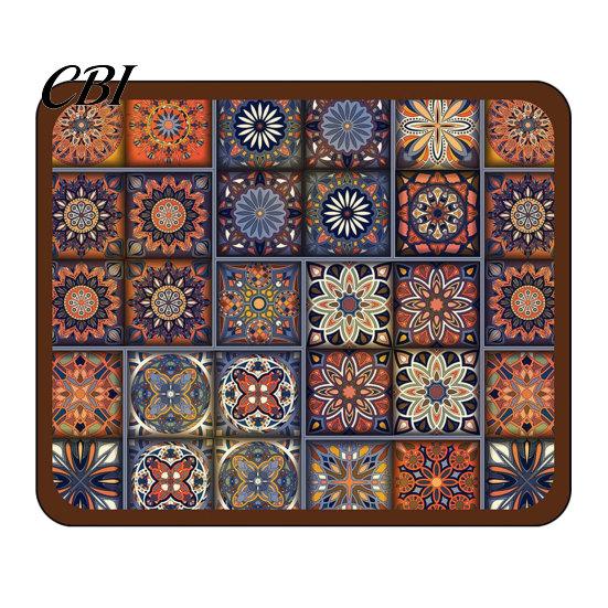 Machine Washable Drying Mat Bohemian Dish Mat, Super Absorbent Diatomaceous Earth Drainer Kitchen Sink Non-Slip Colorful Ethnic Heat Insulation