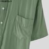 Men Oversized Sleeve Incerun Half Transparent Button Down Casual Loose Shirts