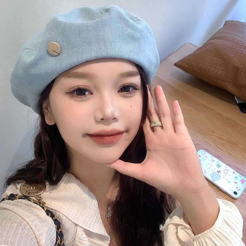 Весенне-осенняя шляпа Женская универсальная ковбойская шляпа Покажите свое лицо Маленькая шляпа художника Ретро восьмиугольная шляпа