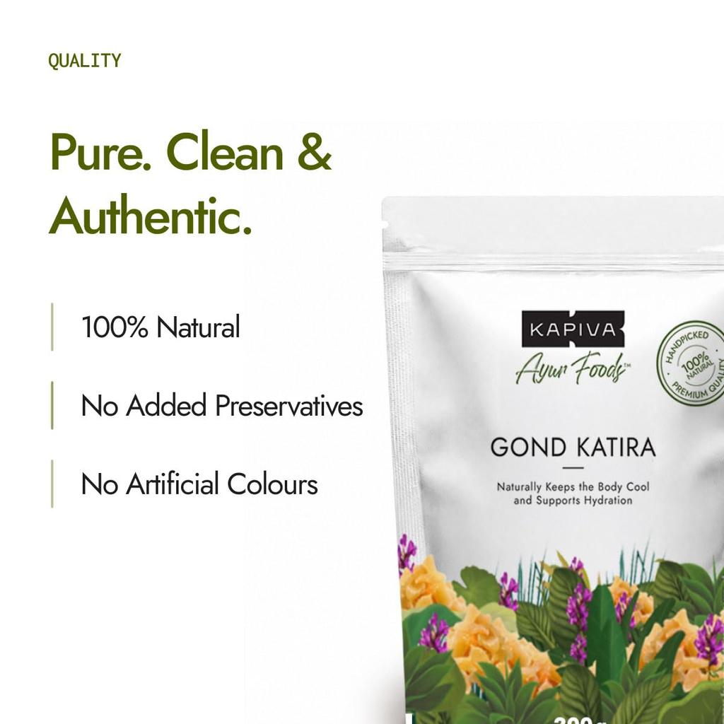 Kapiva Gond Katira Edible Gum 250g Natural Plant Derived Cooling Agent For Refreshing Summer Drinks And Healthy Desserts