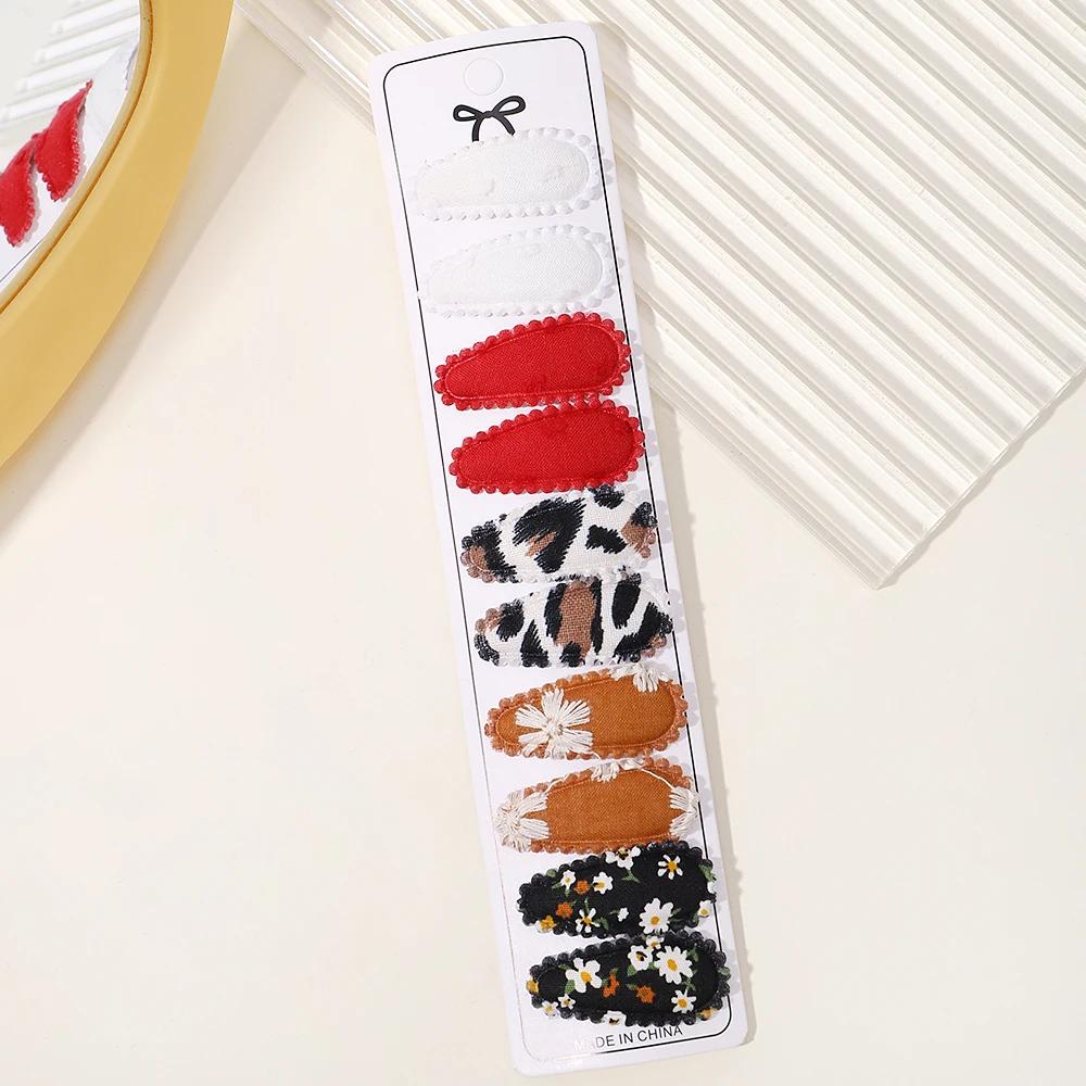 10/20Pcs Mini Print Cotton Alloy Hair Clips Hairpin for Girl Fabric Plaid BB Hairgripes Sweet Headwear Kids Hair Accessories