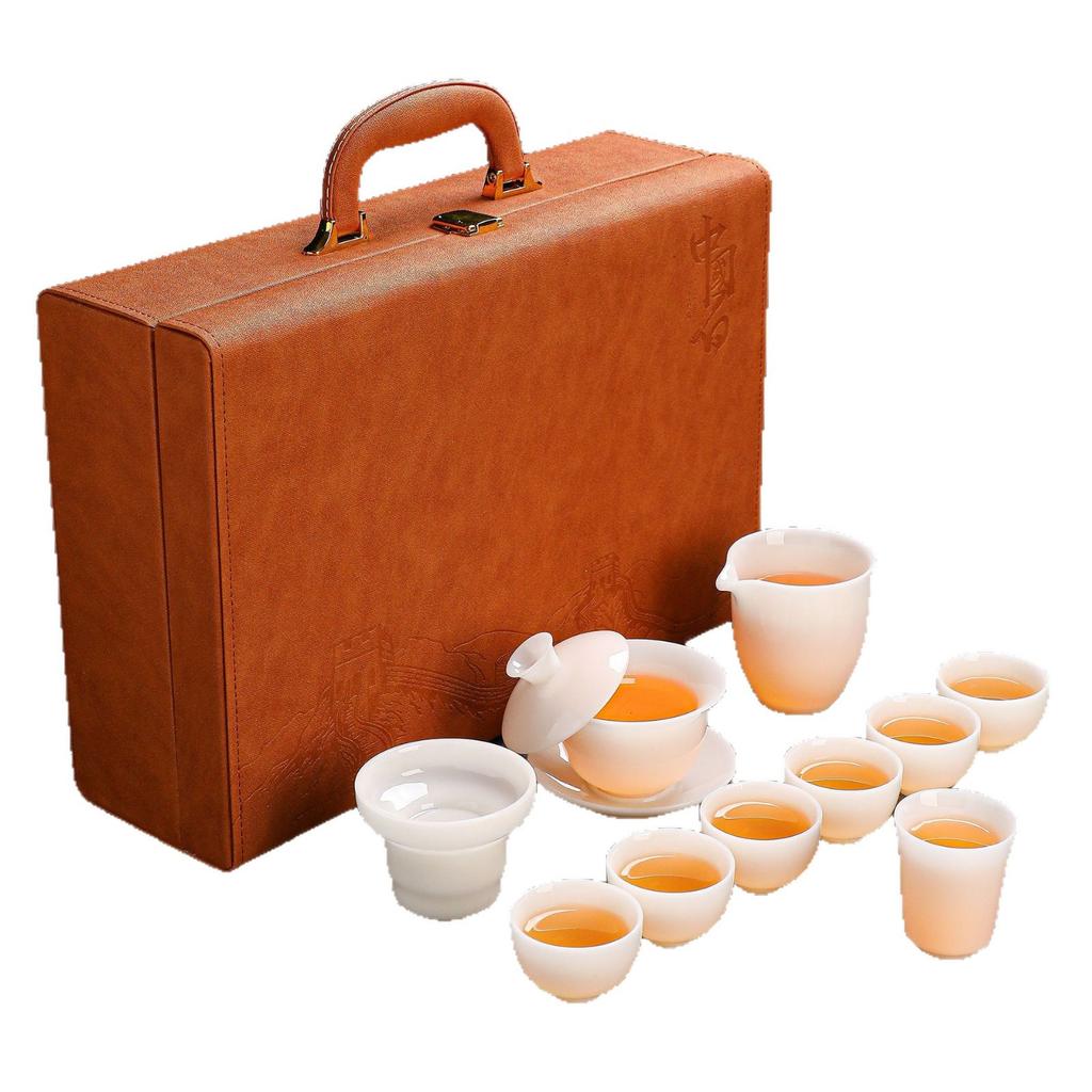 Light luxury ice jade porcelain jade tea set gift box set gift high-end merchandise business gifts merchandise souvenir gift