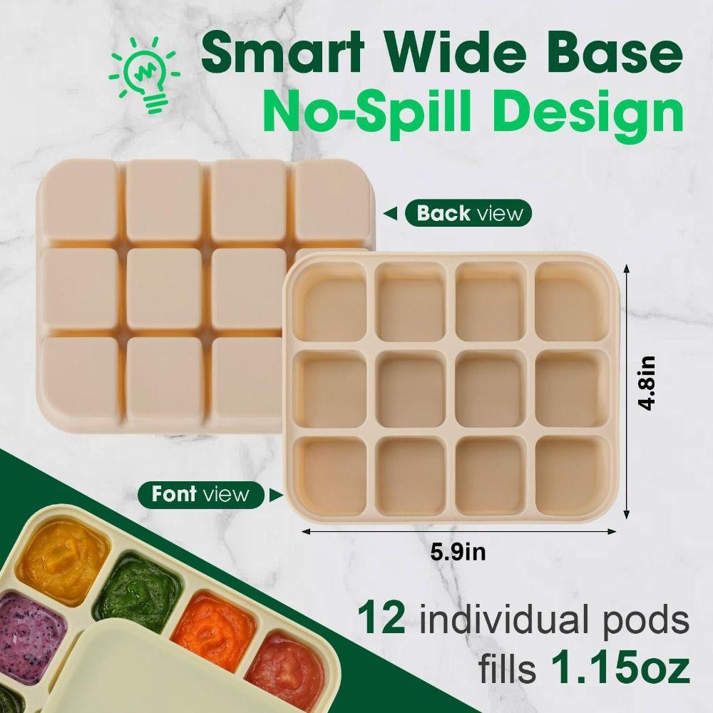 With Lids Baby Food Freezer Tray 1.15 oz x 12 Cups Homemade Snack Freezer Tray For Baby