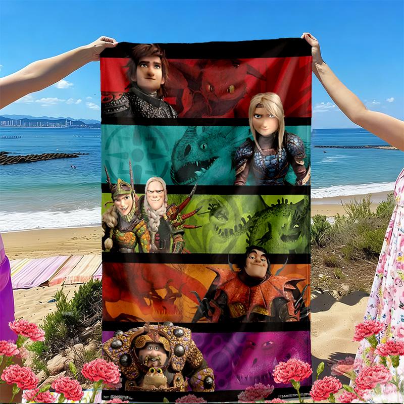 How to Train Your Dragon Print Beach Towel, Versatile Lightweight Absorbent Beach Towel for Pool Surf Yoga Bathroom, Perfect Birthday Holiday Gift