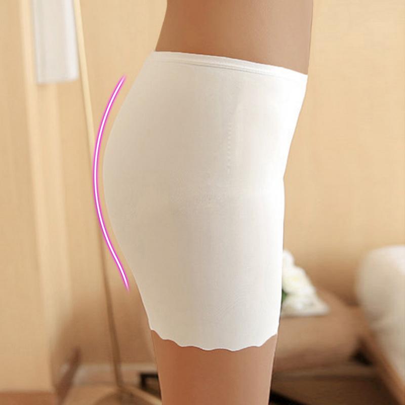 Женские бесшовные защитные трусики, сексуальное однотонное нижнее белье, удобные трусы-боксеры, нижнее белье со средней талией, короткие шелковые колготки