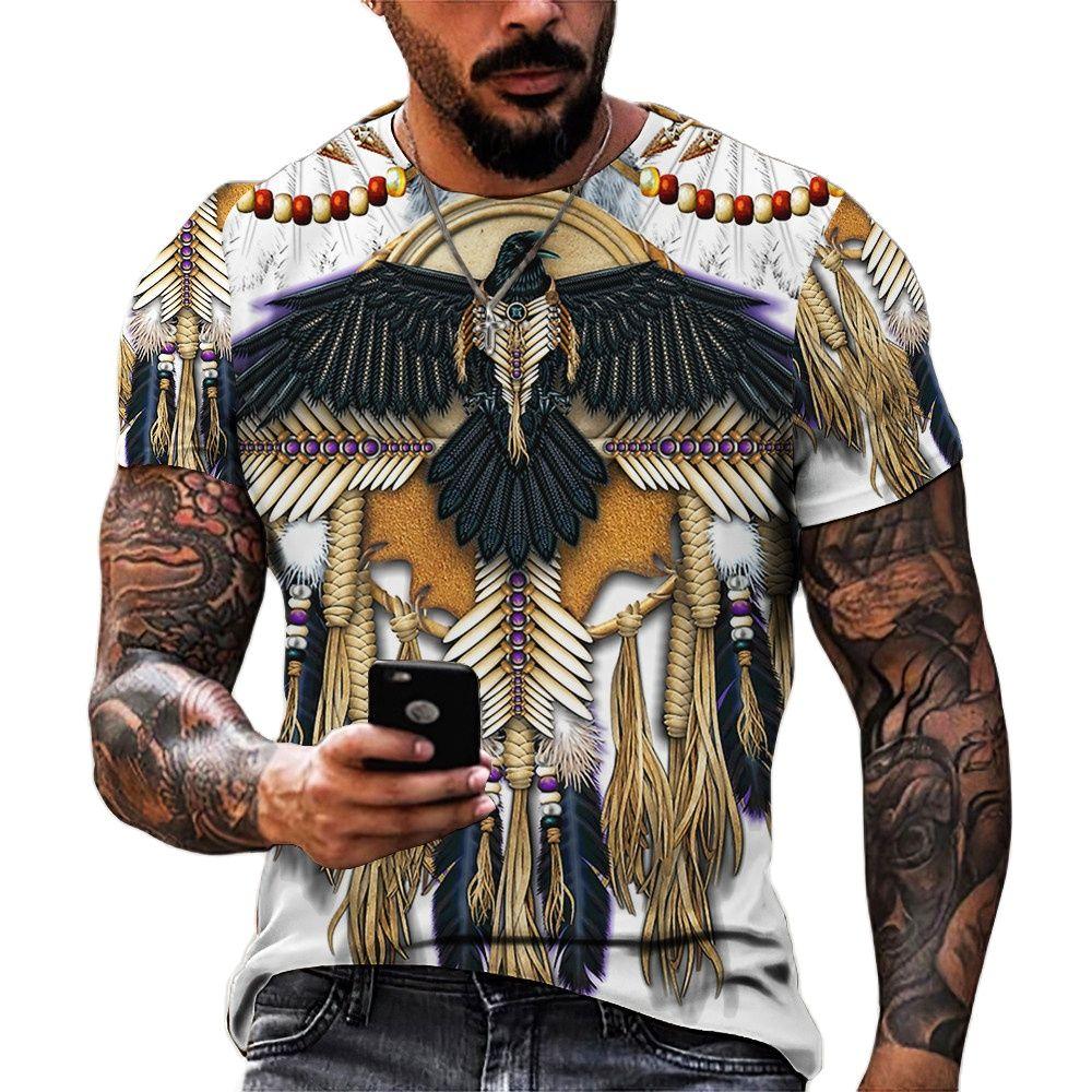 Повседневные футболки с рисунком животных, свободные летние мужские футболки с принтом в ретро-индийском стиле, уличные мужские топы с коротким рукавом и круглым вырезом 2025