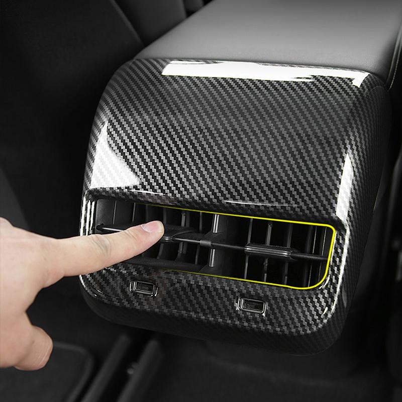 Для Tesla Model 3 Y 2021 2022 2023 2024 2025 ABS Carbon Fiber Car Rear Air Vent Outlet Cover Decor Sticker