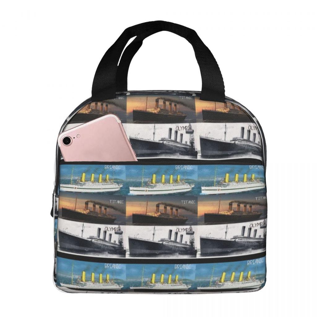 Titanic Britanic Sister Ship Iceberg White Star Liners Insulated Lunch Bag for Women Children Food Boxes Thermal Lunch Box Tote