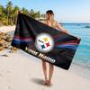 Pittsburgh Steelers Customized Name Text Beach Towel, Soft Absorbent Towel Beach Pool Travel Personal Gift