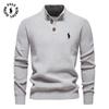 Осень и зима Новый вышитый свитер с воротником-стойкой, мужской высококачественный деловой свитер, однотонный повседневный вязаный свитер