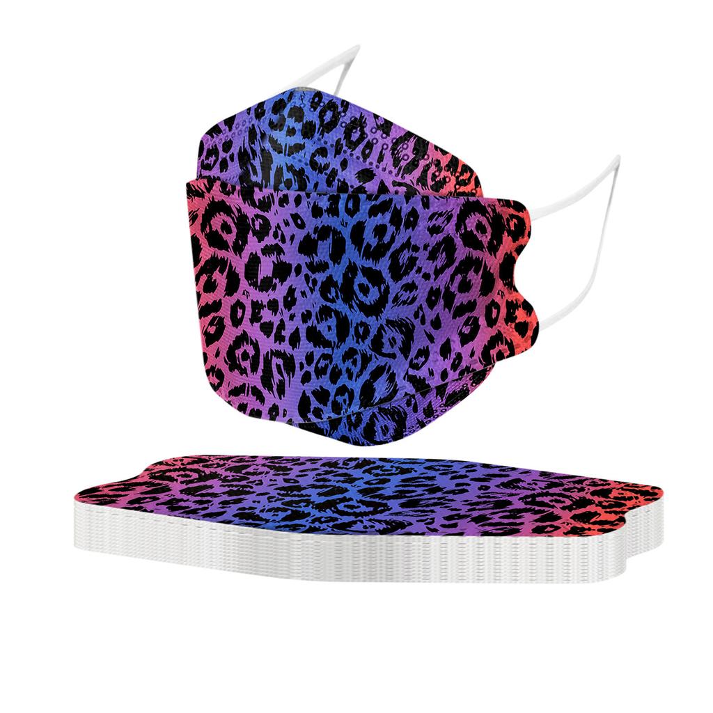 10PCS Unisex Adult Leopard Print Outdoor Mask Protective Disposable Face Mask