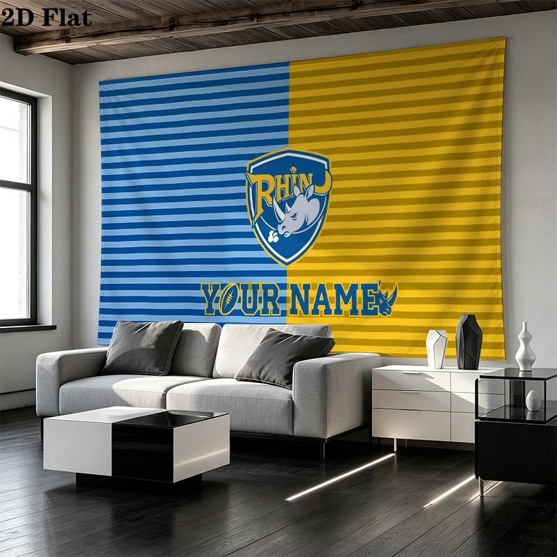 Custom Name Leeds Rhinos Printed Tapestry – Wall Hanging for Bedrooms, Dorms, and Home Decor