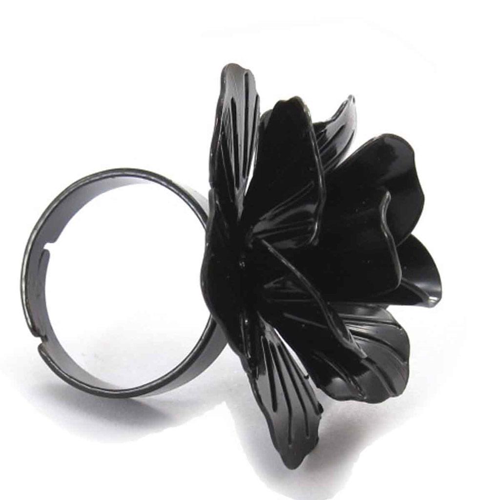 Les Trésors De Lily [J8051] - Черное дизайнерское кольцо «Флора»
