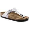 Женские кожаные сандалии Birkenstock Gizeh Серебристые Birko-Flor