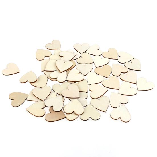 100Pcs Wooden Love Heart Shape Embellishment Plaques Wedding Craft 20/30/40mm