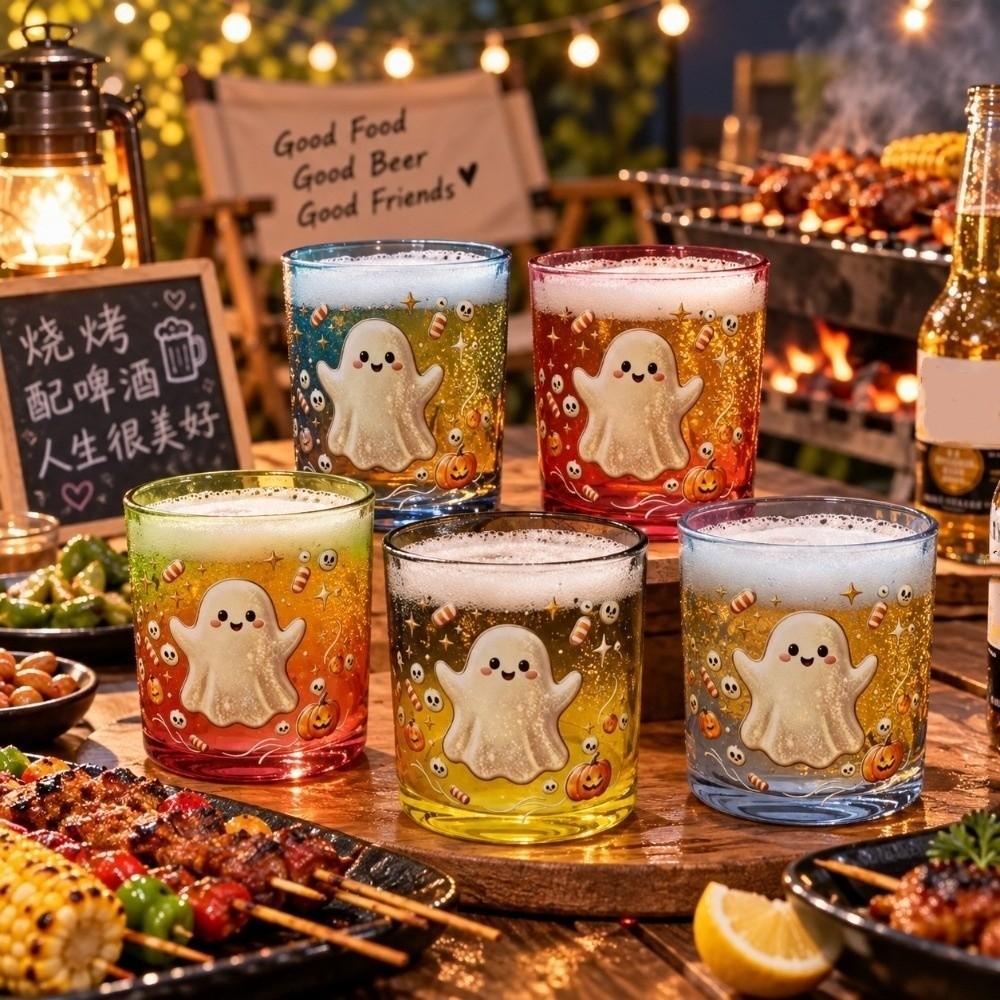 Pumpkin Skull Print Ghost Glass Cup Decorations Drinkware Gothic Halloween Glass Home Decor