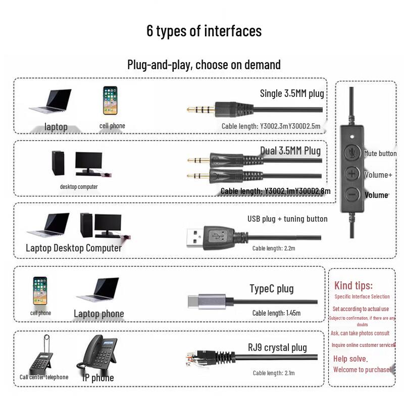 Гарнитура Yijiatong Y390D с двумя наушниками, USB, для колл-центра (Китайская версия)
