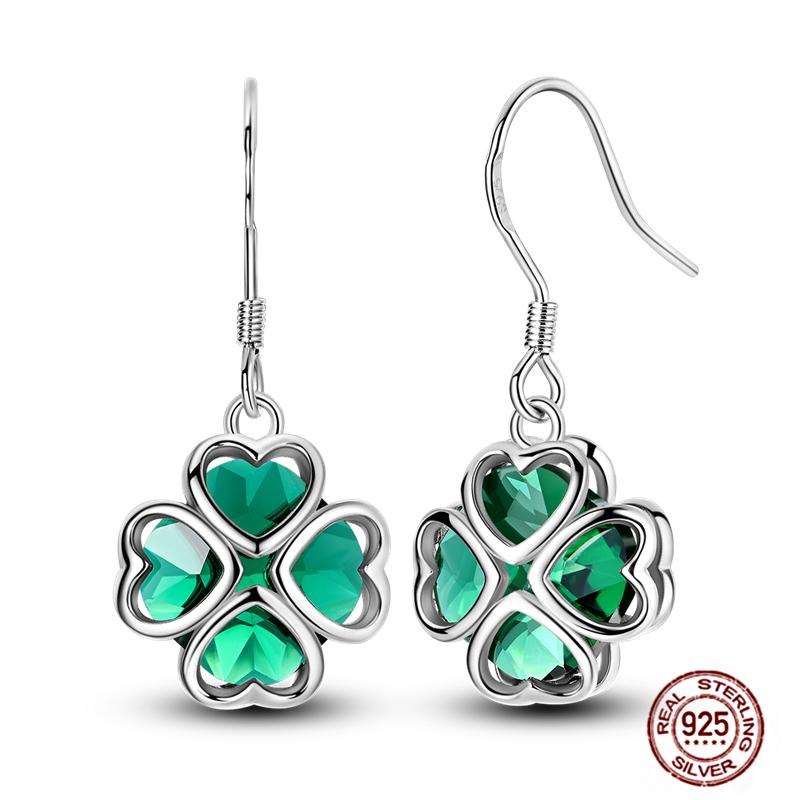 Sparkling Women Hoop Earrings 925 Copper Heart Shape Star Moon Round Blue Zircon Fit Origina Drop Earrings Zircon Holiday Gifts