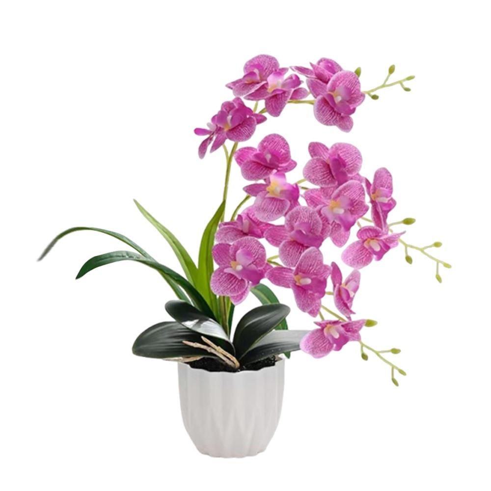 DIY Artificial Orchid Bonsai Multi-Bloom Artificial Faux Plants New Plastic Fake Flower Home Decor