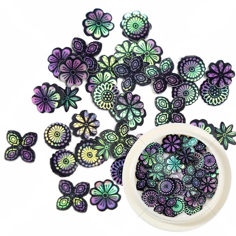 50 шт./кор. древесная масса 3D бабочка цветок блестки для ногтей хлопья ломтики украшения для ногтей аксессуары