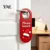 Christmas Room Decor Wooden Door Hanger, Santa Hat Bell Bow Hanging Sign Seasonal for Knob, Festive Holiday Home Front Entrance Wall