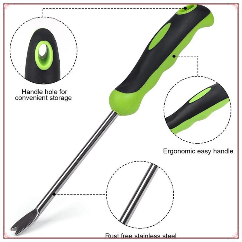2 Pack Garden Hand Weeder Tool Weeder Tool With Ergonomic Handle Stainless Steel Garden Lawn Weed Puller Soil Loosening Tool