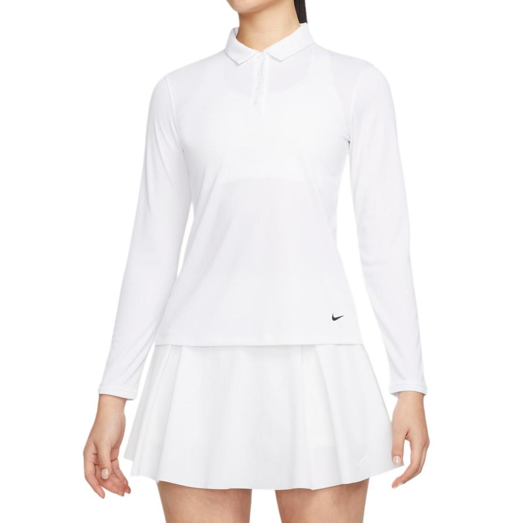Nike Женская футболка-поло с длинным рукавом Nike Dri-FIT Victory с принтом логотипа, однотонная, белая, DH2317-100