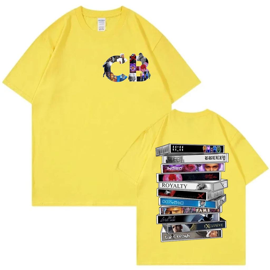 Rapper Chris Brown Albums Disks Graphic T Shirts 2024 Concert Tour Fan Gift Tshirt Mens Womens Fashion Hip Hop Retro Tshirts