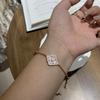 Buqi Latti Brushed Four Leaf Clover Natural White Fritillary Single Flower Bracelet Female Tiger Eye Bracelet Vintage Court