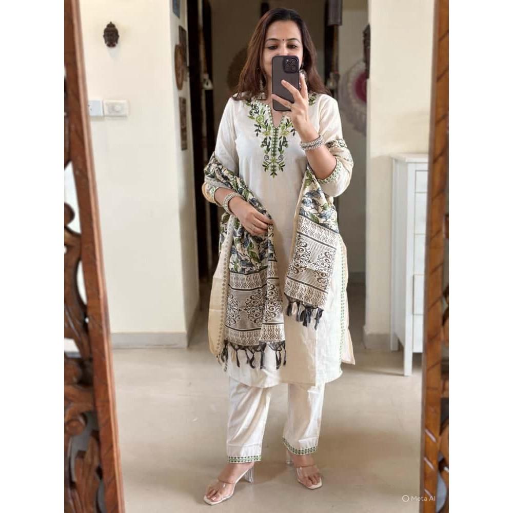 Хлопковый комплект Kurti с брюками и Dupatta, индийский Болливуд, этнический Salwar Kameez