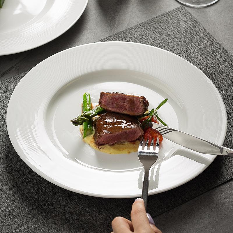 White Porcelain Steak Plate Premium Pasta Plate French Restaurant Plate Home Breakfast Plate Hotel Specialty Western Plate