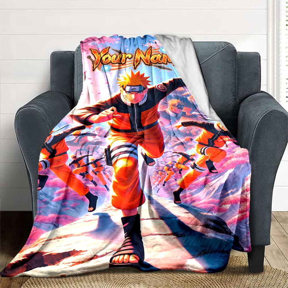 Naruto Character Customize Your Name Blanket Lightweight Personalized Blanket Durable Comfort Perfect for Chair Bed Couch Picnics Ideal for All Season