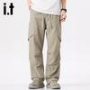 izzue Men's 2025 Summer Lightweight Straight-Leg Casual Trousers