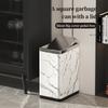 10L Leather Square Stainless Steel Trash Can, Marble Trash Can for Living Room, Bathroom, Hotel, Bedroom, and Dining Room