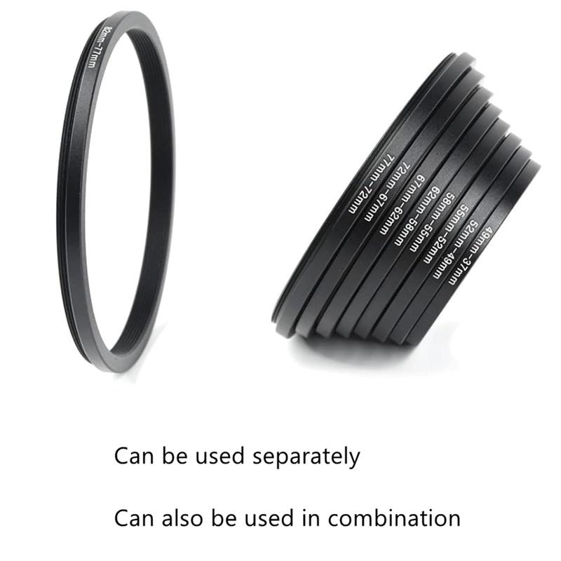 18 шт. Переходное кольцо для фильтра объектива камеры, металлическое переходное кольцо для фильтра для всех камер DSLR 37-82 82-37 мм, комплект креплений