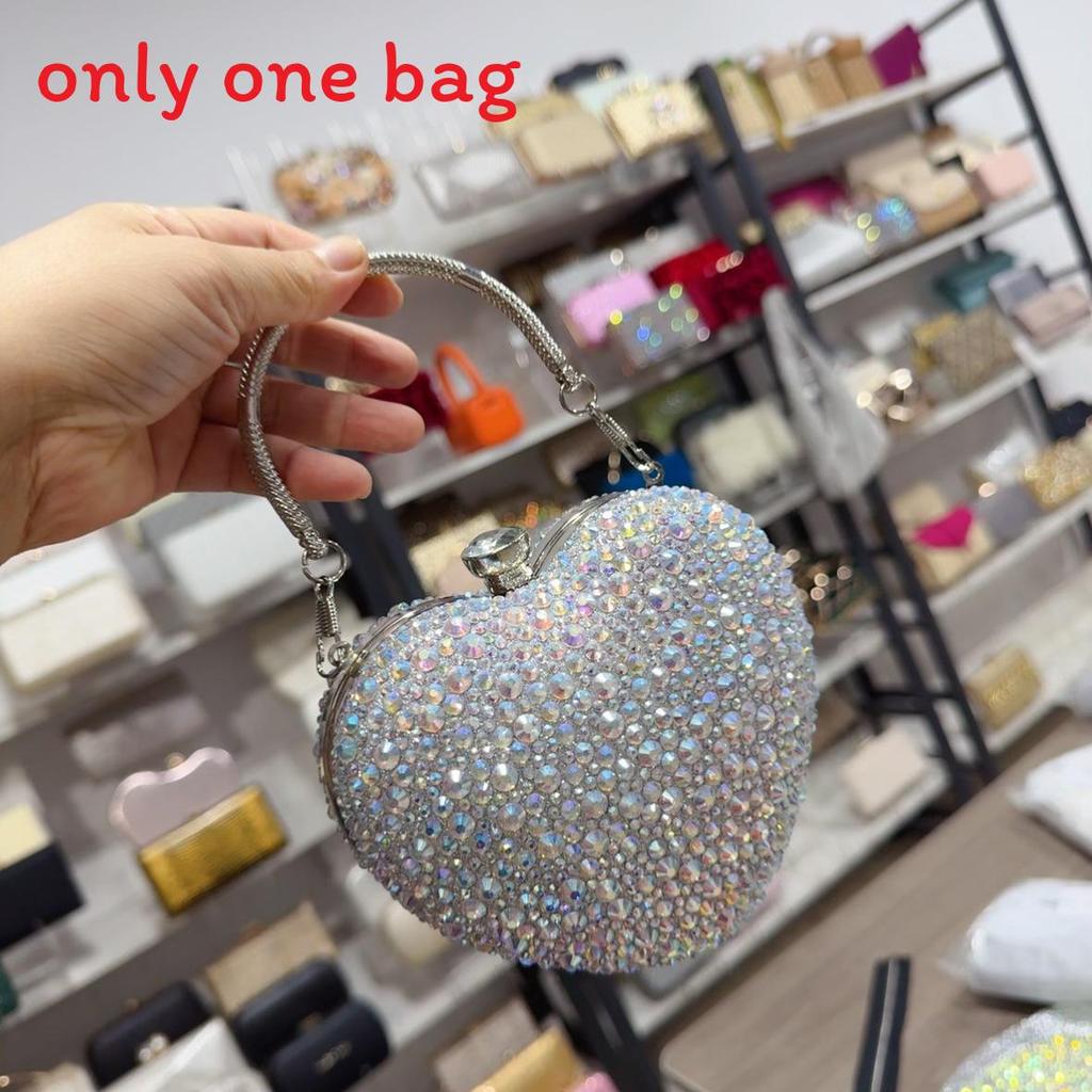 Acrylic Heart Shaped Mini Handbag With Rhinestones And Chain For Evening Wear