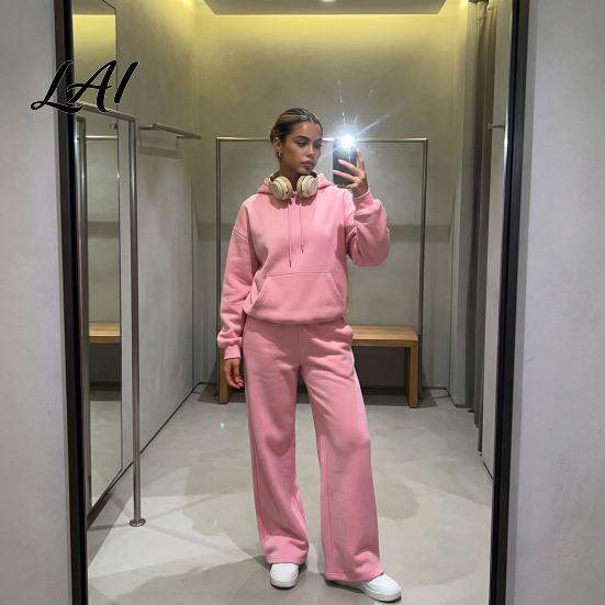 Athletic Set for Women Tracksuit 2 Piece Set Long Sleeve Sweatshirt Wide Leg Sport Relaxed Fit Pants Lightweight Hoodie Sweatpants Lounge Wear Travel