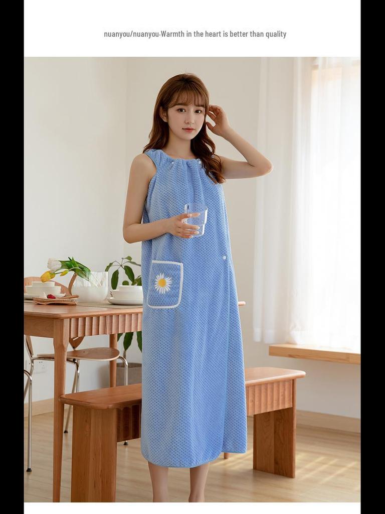 New 2024 Summer Bath Skirt Robe for Women - Soft and Absorbent Cotton Towel Wrap
