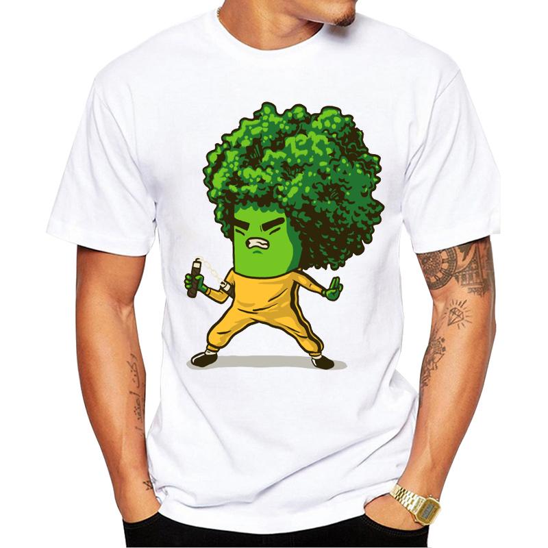 2019 Hot Tops New Fashion Printed Broccoli men T shirts Summer Short Sleeve Tshirt men White TShirts funny design