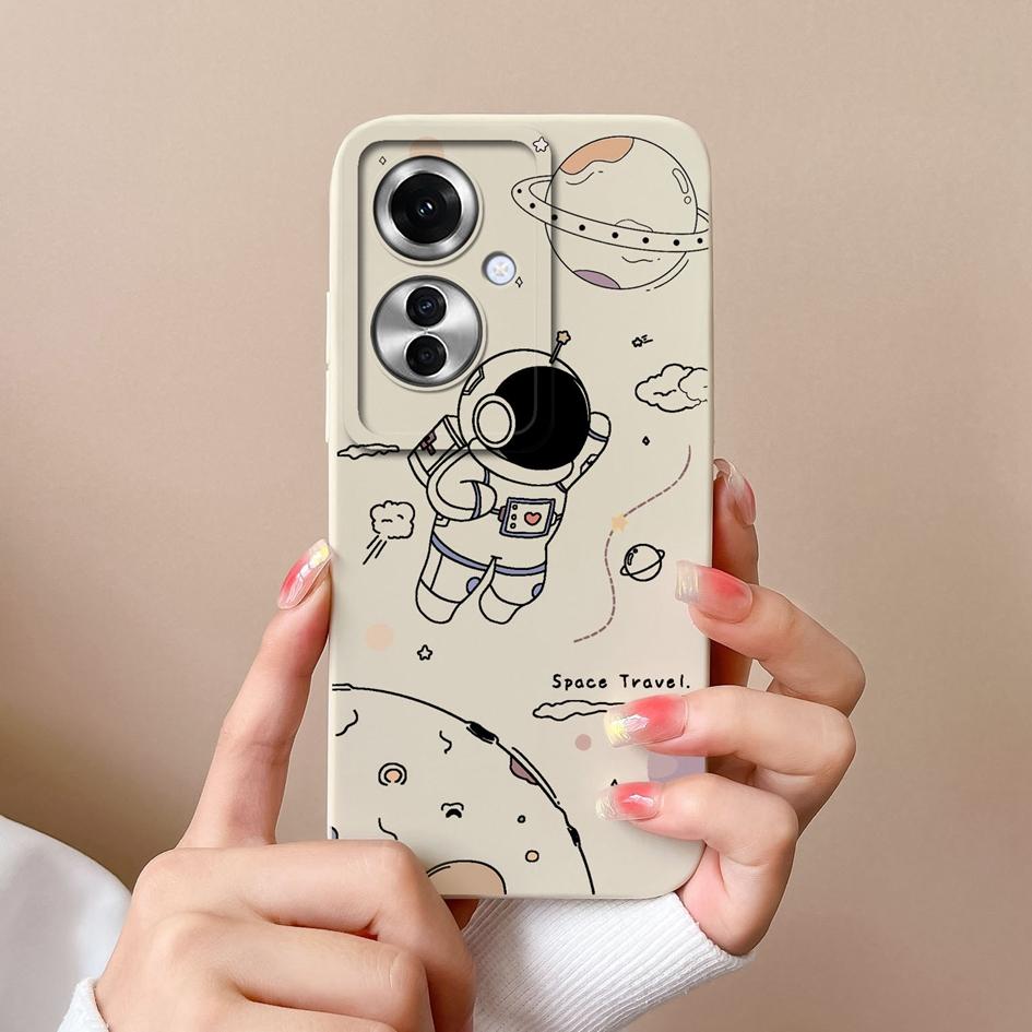 Чехол для OPPO A60 A59 Realme C65 12x Reno11 Pro, чехол для телефона с милым астронавтом-пилотом, противоударный, мягкий жидкий силикон, популярный чехол-бампер для OPPO