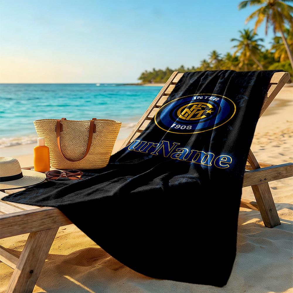 Inter Milan Customized Name Beach Towel Super Soft & Absorbent Portable for SwimmingBeachCamping Travel Beach AccessoriesGym