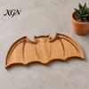 Rustic Tabletop Accessory Bat-Shaped Wooden Serving Tray, Halloween Theme Snack Dessert Platter, Kitchen Tray Decorative Storage Plate for Jewelry And