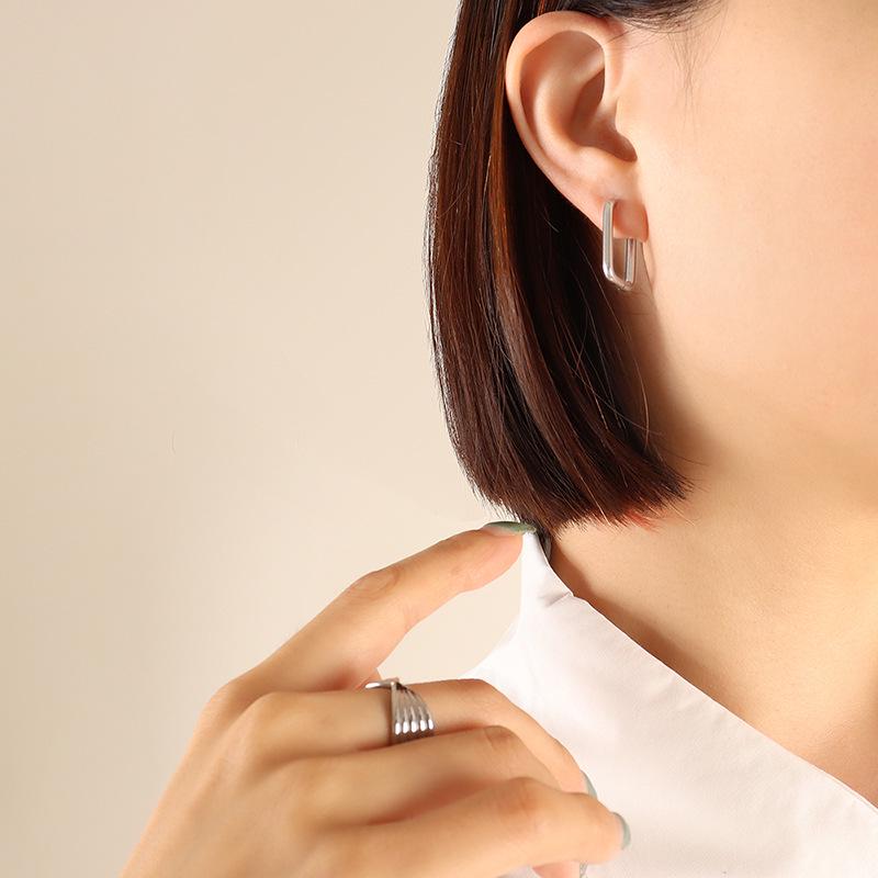 Японские осенне-зимние геометрические серьги-сердечки: Женские титановые пусеты с покрытием из 18-каратного золота