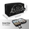 Gothic Occult Satan Penta Symbol Skull Storage Bag Portable Large Capacity Travel Toiletry Cosmetic Bag Makeup Organizer
