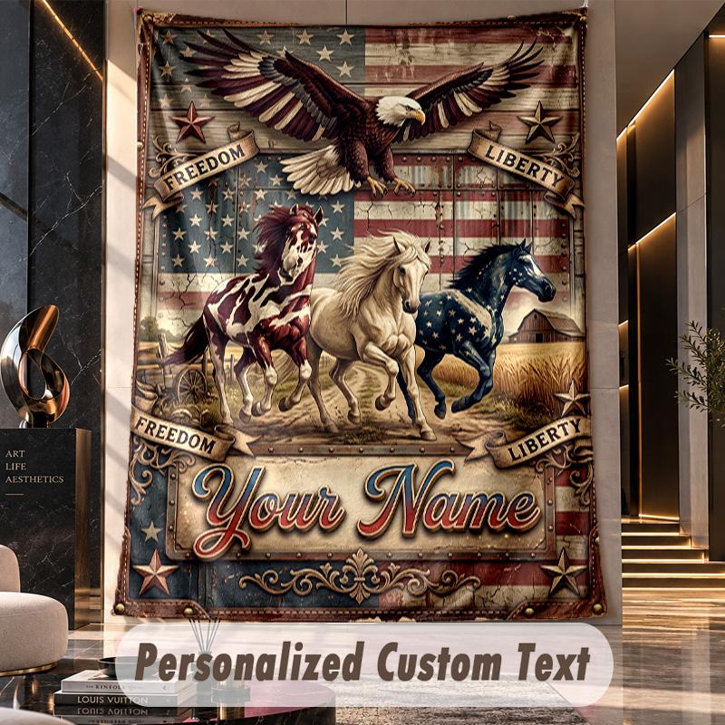 American Patriotic (162) Theme Custom Tapestry Personalized Custom Name Text Wall Hanging Tapestry Home Decor Background Cloth