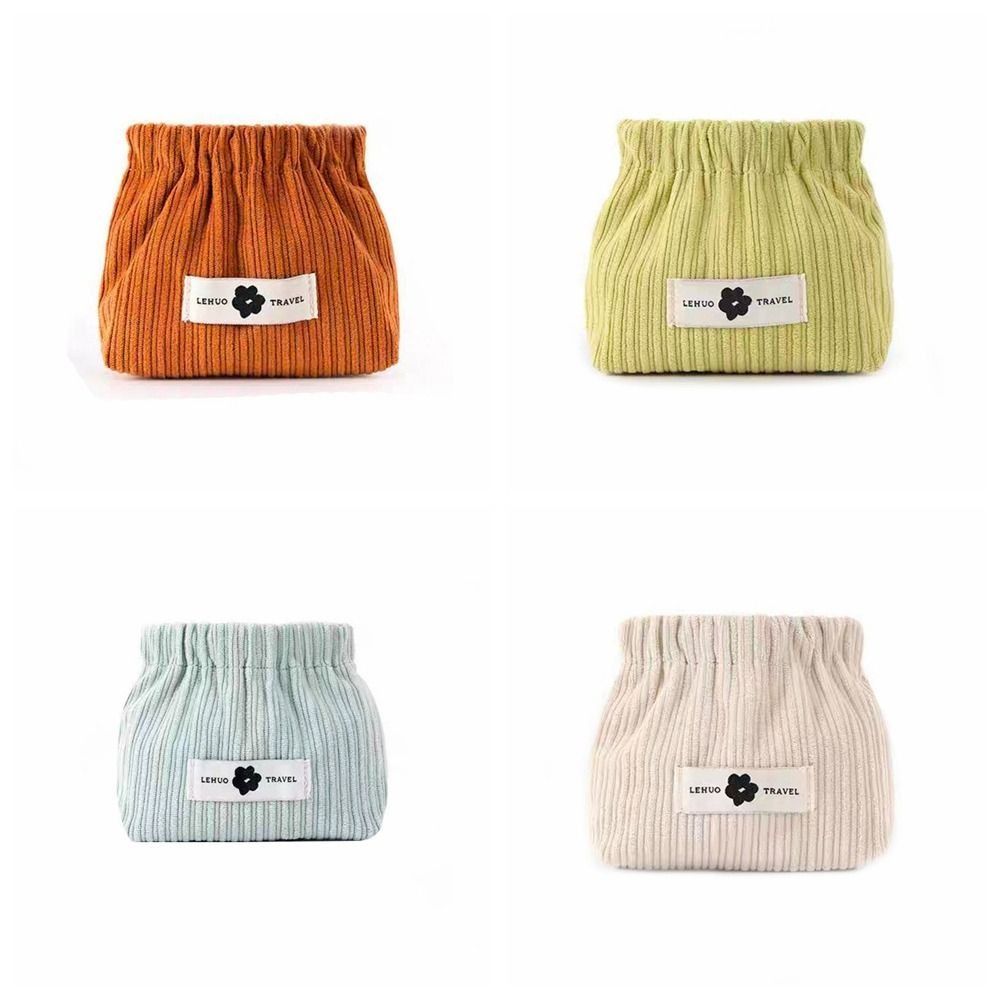 Makeup Bag Mini Cosmetic Bag Corduroy Leaf Spring Bag Portable Lipstick Storage Bag Women
